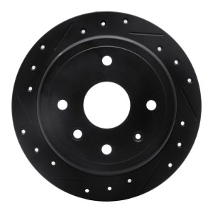 Chevrolet Optra Brake Rotor (1) - Rear Left - R1 Concepts - Drilled & Slotted - Black - `04-`10